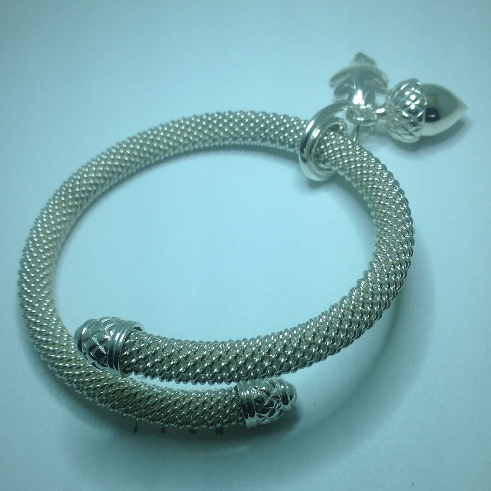 Silver Mesh Chain Bangle - Picture 2 of 6